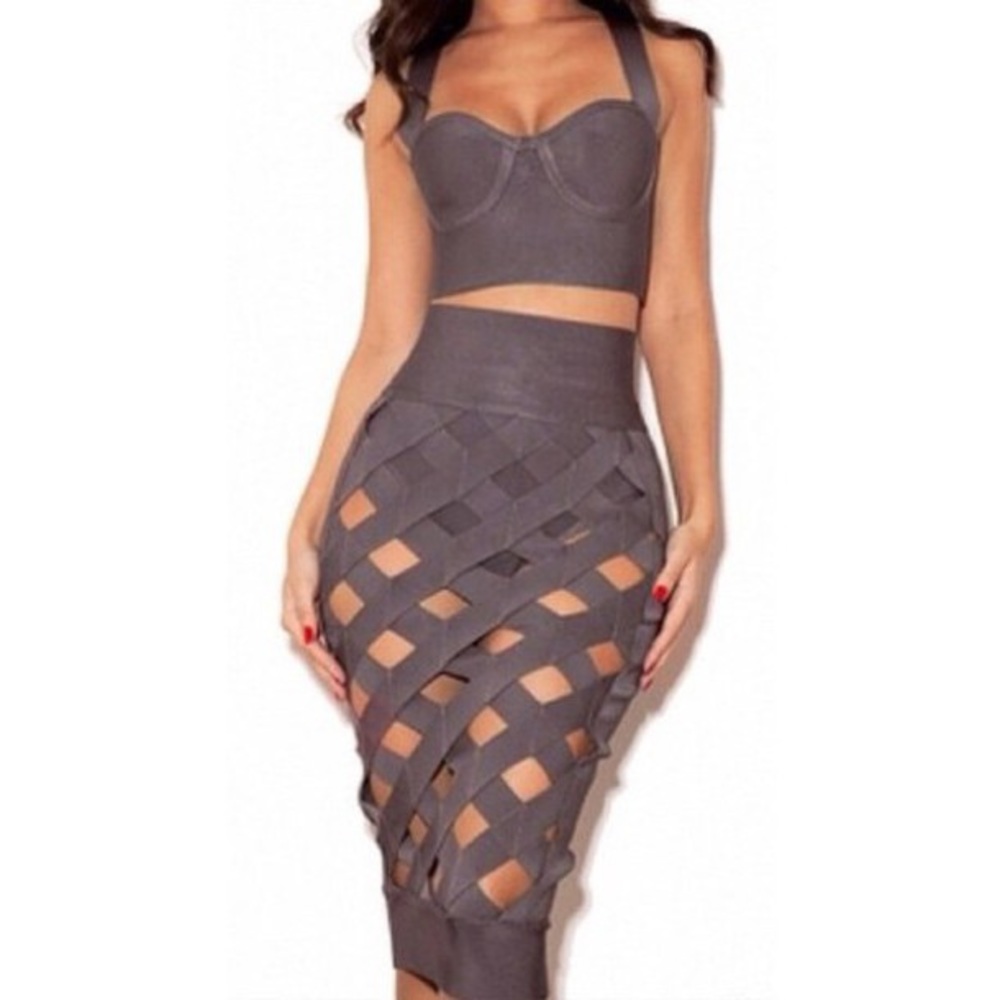 House of CB bandage cage skirt & corset top set